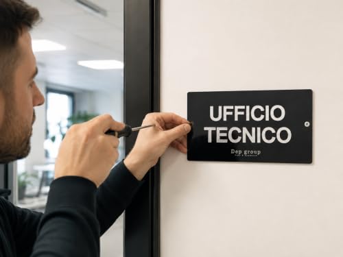Cartello Ufficio in Plexiglass Lucido con Testo in Rilievo. Montaggio a Parete, Orientamento Orizzontale, Lettere in Rilievo, Design Moderno, Testo Personalizzabile, 20 x 10 cm