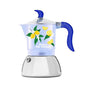 Bialetti Caffettiera Moka Fiammetta Induction Dolce Far Niente 2 Tazze, Blu con Limoni, Alluminio, 100 ml, Adatta ai Piani ad Induzione