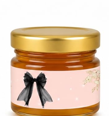 10 Mini Vasetto di Miele Personalizzato Segnaposto con Spargimiele non apllicato, Bomboniera Elegante in Vetro 28 g, Segnaposto Personalizzato, Miele per Eventi, Etichetta Personalizzata, Bomboniera