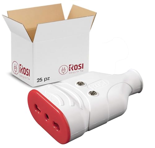 RS78205 Presa Mobile Antischiacciamento Elaplug 10/16A | Confezione da 30 prese Bianche 220V con 2 poli + Terra