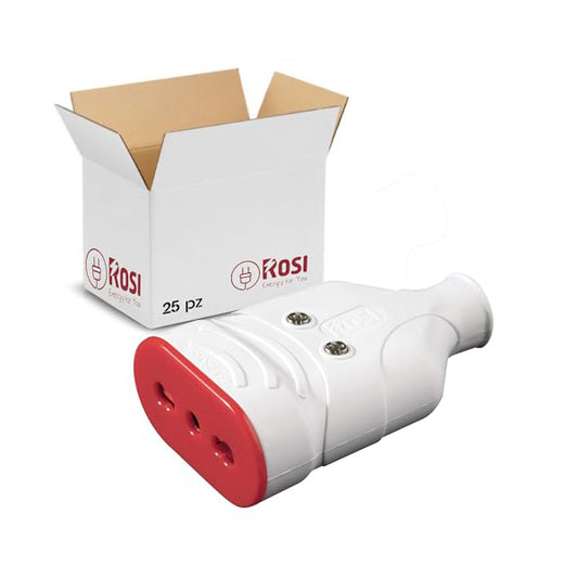 RS78205 Presa Mobile Antischiacciamento Elaplug 10/16A | Confezione da 30 prese Bianche 220V con 2 poli + Terra