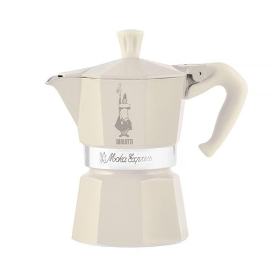 Bialetti Caffettiera Moka 3 Tazze, Collezione Winter Wonderland, Colore Panna