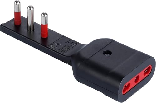 ROSI 3 pezzi Spina/Presa Adattatore Angolato 90° Ultrapiatto Salvaspazio, Serie Emilia Flat 10A-16A 2P+T/PRESA