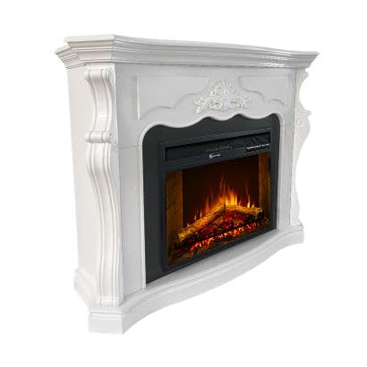 Camino elettrico caminetto da terra PARIGI in legno Bianco L123xP39xH100