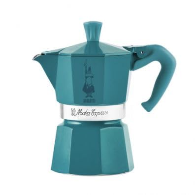 Bialetti Caffettiera Moka 3 Tazze, Collezione Winter Wonderland, Colore Turchese