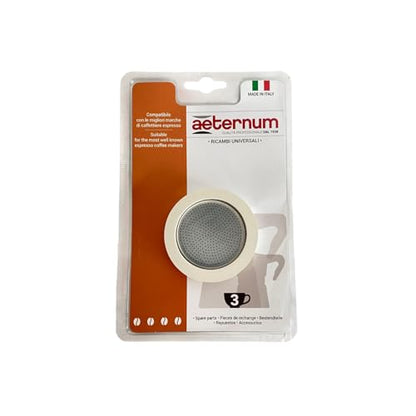 Aeternum, Ricambi Caffettiere in Alluminio, 2 Guarnizioni + 1 Piastrina, Compatibile con le Caffettiere 3 tazze, Made in Italy