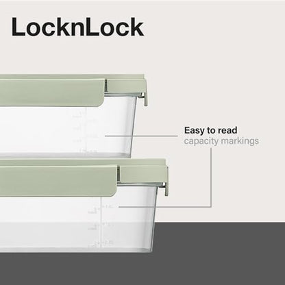 LocknLock | Set di 5 contenitori impilabili per alimenti, 230 ml, 500 ml, 920 ml, 1,6 l, 2,7 l, colore: verde salvia