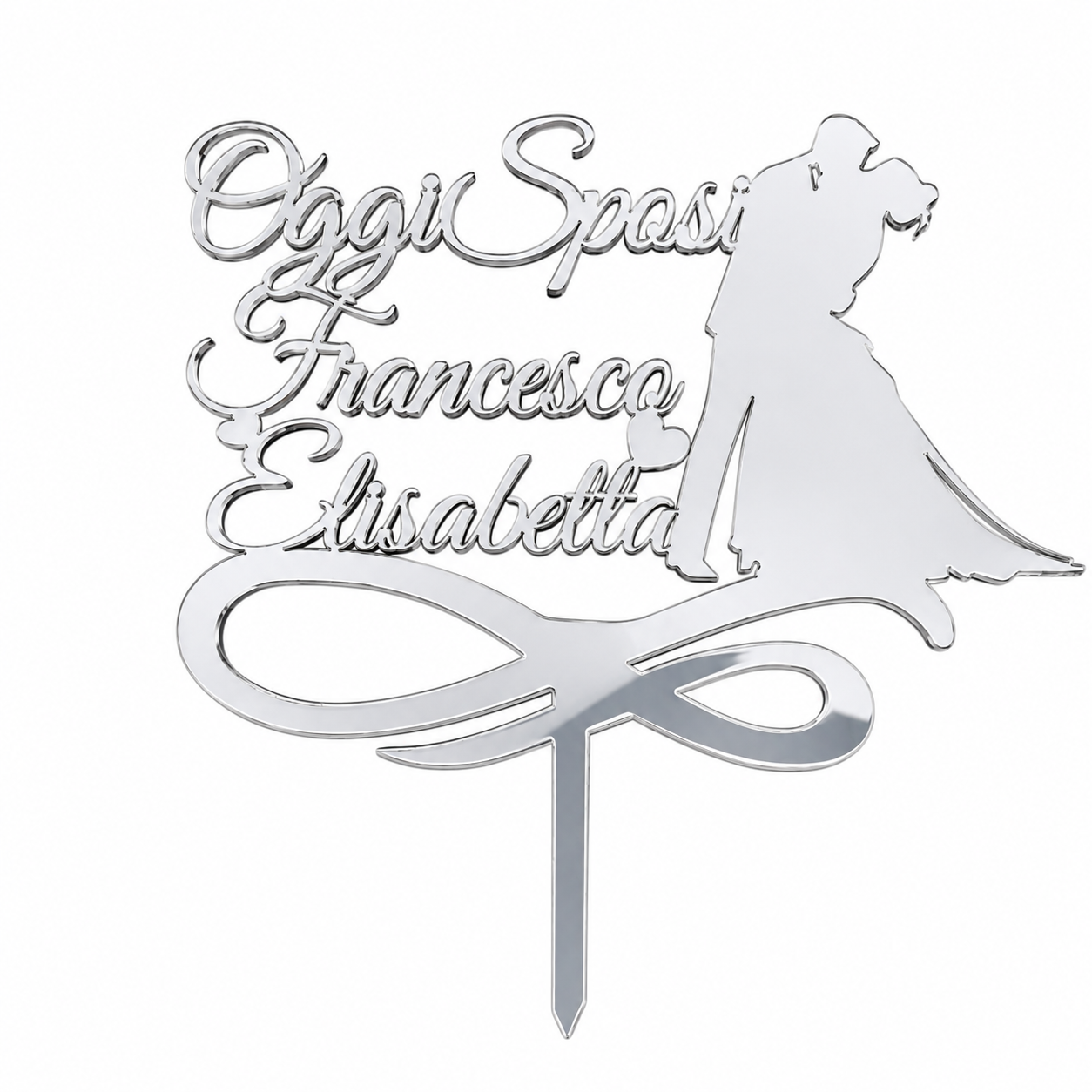 Cake Topper Personalizzato Oggi Sposi in Plexiglass Specchiato,16x16 cm | Targhetta per Torta nuziale con nome degli Sposi Personalizzabile