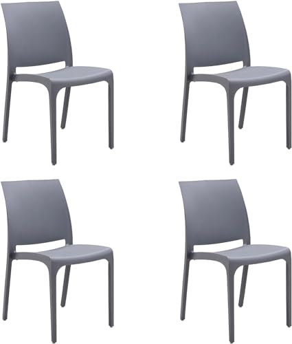 Sedia in Resina impilabile Made in Italy Design per Interno Esterno Sofia Grigio Chiaro 4 pz