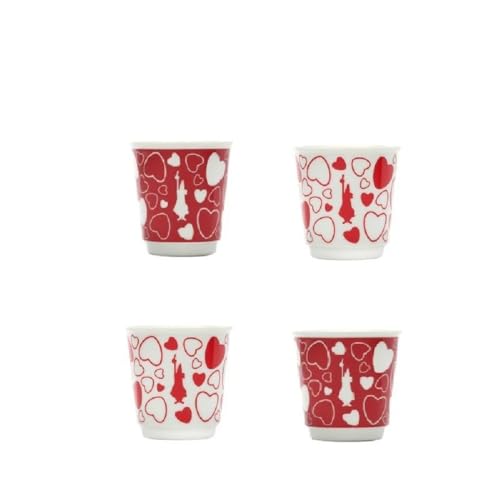 Bialetti Set 4 Bicchierini Cuore Edizione Limitata | 4 Tazze da Caffè Espresso da 90ml