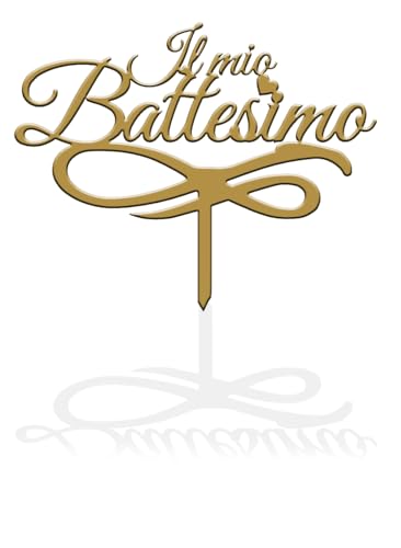Cake Topper per Torta Il mio Battesimo | Targhetta Decorativa per Torte Personalizzabile in Plexiglass Specchiato 16 cm di Larghezza
