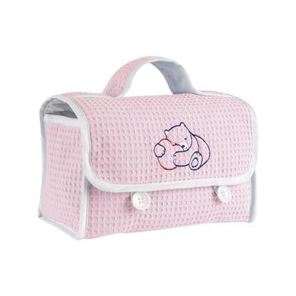 CHICCO Natural Sensation, Nappy Changing and Bathing Set with Cotton Beauty Case, Tears-Free Shampoo Bath 200 ml, Body Cream 150 ml, Soothing Paste 100 ml, Cleansing Wipes, Pink