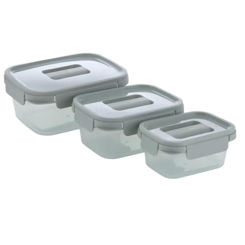 LocknLock NestnLock - Set di 3 contenitori per alimenti, 500 ml, 920 ml, 1,6 Litri, colore: verde salvia