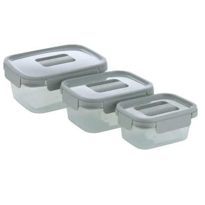 LocknLock NestnLock - Set di 3 contenitori per alimenti, 500 ml, 920 ml, 1,6 Litri, colore: verde salvia