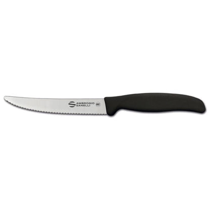 Sanelli Ambrogio, Set de couteaux à steak Supra, 6 couteaux avec lame dentelée de 12 cm, affûtage contrôlé au laser, manche ergonomique, couteaux professionnels fabriqués en Italie, lavable au lave-vaisselle