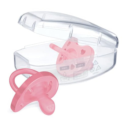 Chicco PhysioForma Ciuccio in Silicone 6 - 16 Mesi, Set di Gommotti Morbidi e Delicati, Supportano la Respirazione Fisiologica e Favoriscono il Corretto Sviluppo della Bocca, Rosa