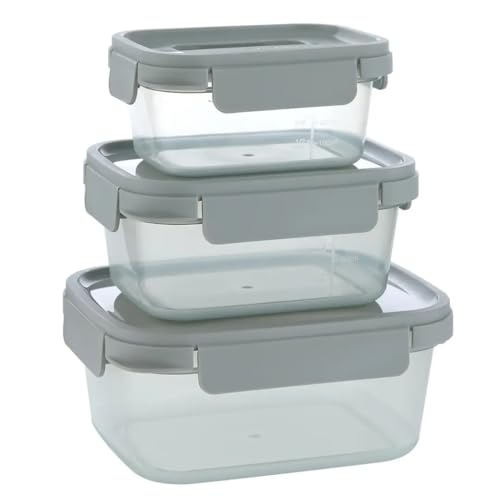 LocknLock NestnLock - Set di 3 contenitori per alimenti, 500 ml, 920 ml, 1,6 Litri, colore: verde salvia