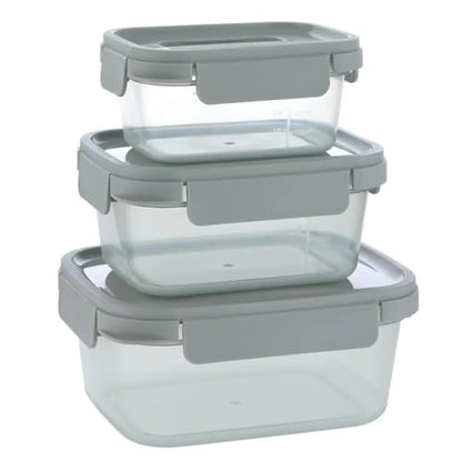 LocknLock NestnLock - Set di 3 contenitori per alimenti, 500 ml, 920 ml, 1,6 Litri, colore: verde salvia