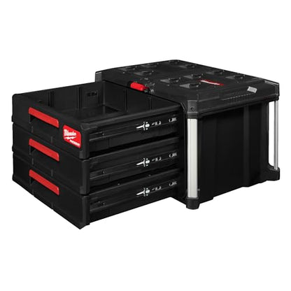 MILWAUKEE PACKOUT Cassettiera Portautensili a 3 Cassetti, Sistema Modulare