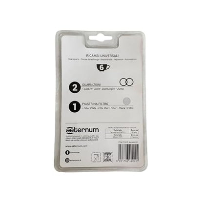 Aeternum, Ricambi Caffettiere in Alluminio, 2 Guarnizioni + 1 Piastrina, Compatibile con le Caffettiere 6 tazze, Made in Italy