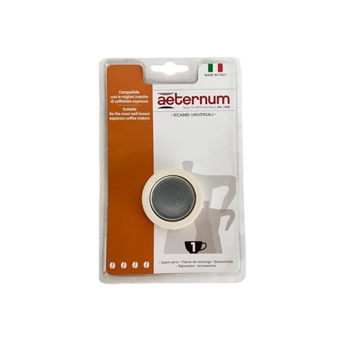 Aeternum, Ricambi Caffettiere in Alluminio, 2 Guarnizioni + 1 Piastrina, Compatibile con le Caffettiere 1 tazza, Made in Italy
