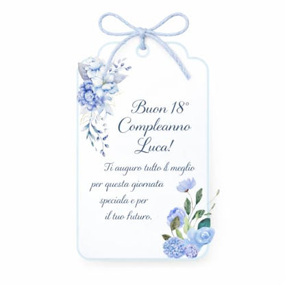 50 Etichette Cartoncino per Bomboniera, 50 Pezzi Tag Talloncino con Stampa Personalizzata, Bigliettini Cartellini Forma Personalizzabile