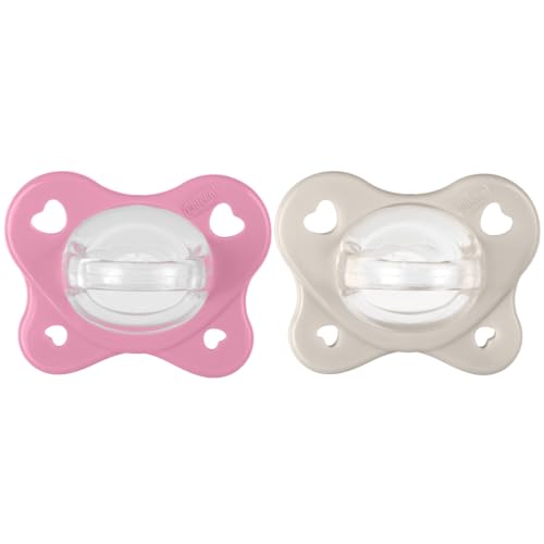 Chicco Gommotto Dual Soft, Ciuccio in Silicone 6-16 Mesi, Bicolore, Set di Gommotti con Doppia Morbidezza, Supportano la Respirazione e Favoriscono il Corretto Sviluppo della Bocca, 2 Pezzi, Bimba