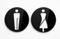 Cartello WC Pittogramma Uomo Donna Cerchio Design Moderno, Forma Circolare, Uomo e Donna, Stile Moderno, Segnaletica Bagno, Finitura Lucida, Autoadesivi