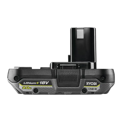 Ryobi RB1820C Batteria al Litio+ 18 V One+ 2,0 Ah Compatta, con Indicatore dello Stato di Carica, di Lunga Durata, Scocca con Protezione dagli Impatti