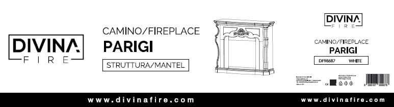 Cornice per camino rivestimento in legno L123xP39xH100 Parigi Bianco