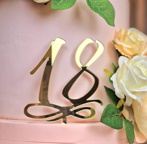 Targhetta Decorativa per Torte, Numero 18, Plexiglass Specchiato, 15 cm di Altezza, 12 cm di Larghezza (Antracite Specchiato)