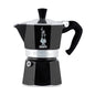 Bialetti Caffettiera Moka Express Color, 3 Tazze, Manico Anti Scottatura, Non Adatta a Induzione, 3 Tazze (130 ml), Alluminio, Nero