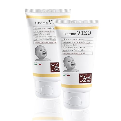 Fiocchi di Riso Crema Viso Idratante e Nutriente per Neonati, con Burro di Karité ed Estratto di Fico d'India, 2 x 30 ml