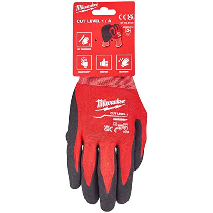 Milwaukee Guanti Resistenti Taglia L Livello 1-4932471417, Nitrile e Nylon, Rosso