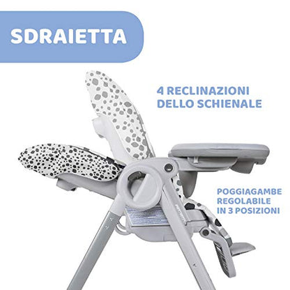 Chicco Polly Progres5 Seggiolone Pappa Regolabile per Bambini 0 Mesi, 3 Anni (15 kg), Trasformabile in Rialzo Sedia Bambini, Reclinabile a Sdraietta, con 4 Ruote e Chiusura Compatta, Anthracite