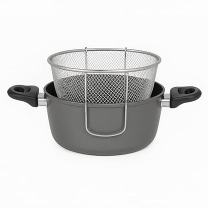 Friggi Vapo Poke 4 in 1 Linea Hawaian Dream Aeternum | Casseruola 22cm con Cestello per Cottura a Vapore, Cestello per Frittura e Coperchio incluso. Fondo in Acciaio adatto ai Piani ad Induzione