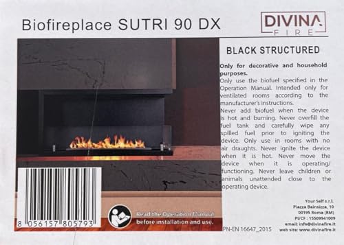 Divina Fire Camino a bioetanolo da Incasso ad Angolo biocamino angolare 90x45 SUTRI 90 DX