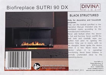 Divina Fire Camino a bioetanolo da Incasso ad Angolo biocamino angolare 90x45 SUTRI 90 DX