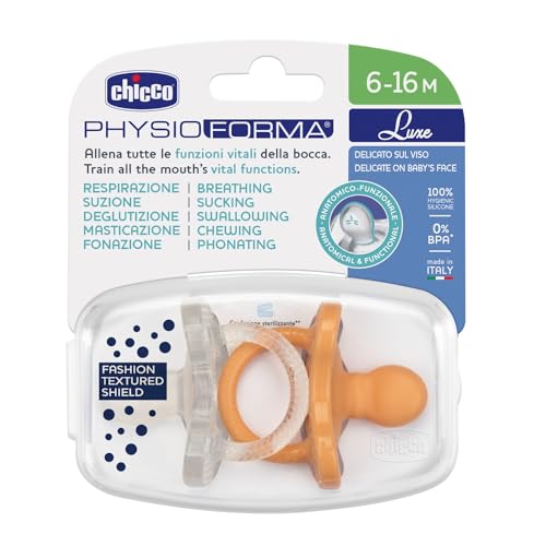 PhysioForma Gommotto Luxe, Silicone Pacifier 6 - 16 Months, Set of Soft and Delicate Rubbers, Support Physiological Breathing and Promote Correct Mouth Development, 2 Pieces, Baby Girl