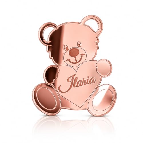 Ciondolo Orsetto Plexiglass 5cm Personalizzabile Mini Orso con Cuore Decorativo in Plexiglass Specchiato, 38 mm, Personalizzabile con Incisioni, per Bomboniere e Segnaposto