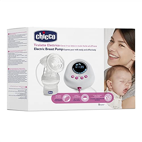 Chicco Electric Breast Pump with Stimulation and Extraction Phases, 10 Intensity Levels, Comfortable and Fast, Ergonomic Shape, with Inclined Teat and Airtight Cap, White, 150 ml