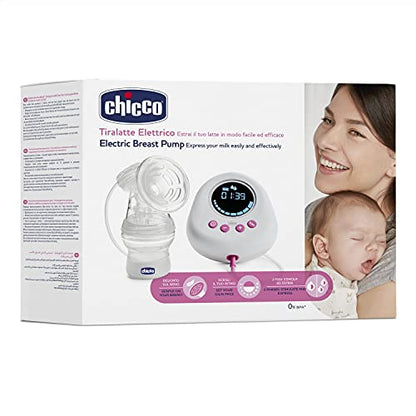 Chicco Electric Breast Pump with Stimulation and Extraction Phases, 10 Intensity Levels, Comfortable and Fast, Ergonomic Shape, with Inclined Teat and Airtight Cap, White, 150 ml