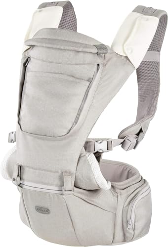 Chicco Hip Seat Carrier Marsupio Neonati Ergonomico da 0 Mesi a 15 kg, Porta Bebè 3in1 Multifunzione con Base Rigida Staccabile, Spallacci Imbottiti e Cappuccio Protettivo, 8 Posizioni - Beige