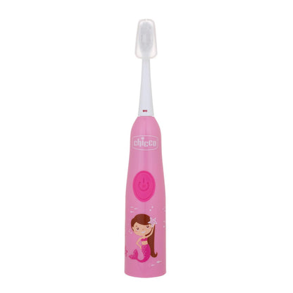 Chicco Spazzolino Elettrico Bambini, Setole Morbide, Delicato Sulle Gengive, Con Batterie Sostituibili E Testina Di Ricambio, Rosa, 3 Mesi+