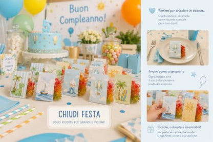 Carpe Diem Shop 20 Bustine di Caramelle Gommose Personalizzate, Bomboniera e Segnaposto, per Comunione, Battesimo, Matrimonio, Compleanno, 8x12 cm