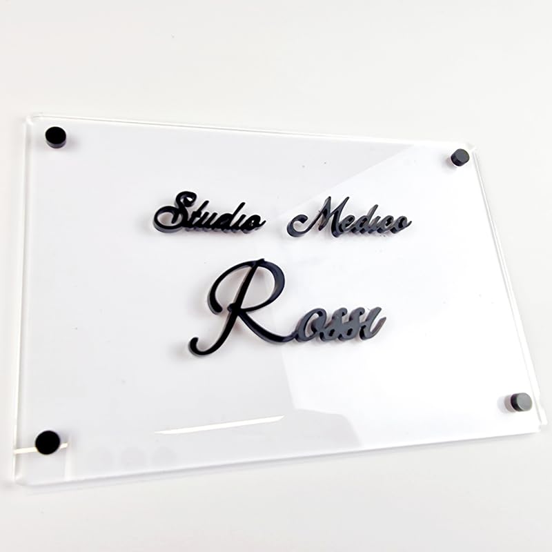 Targa in Plexiglass Personalizzata | Insegna con Caratteri in Rilievo 3mm | Targhetta Pubblicitaria, Dottori, Studi Professionali, Ristoranti, Attività commerciali (30x20cm, Personalizza)