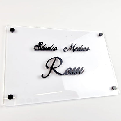 Targa in Plexiglass Personalizzata | Insegna con Caratteri in Rilievo 3mm | Targhetta Pubblicitaria, Dottori, Studi Professionali, Ristoranti, Attività commerciali (30x20cm, Personalizza)