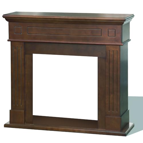 Cornice per camino rivestimento in legno L110xP36xH100 Cambridge Noce