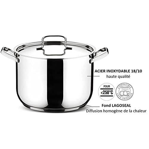 Lagostina Sfiziosa Set di Pentole Induzione, Gas e Forno in Acciaio Inox 18/10, 24 Pezzi, Fondo Lagoseal Plus, con 5 Casseruole, 3 Pentole, Bollilatte, 8 Coperchi, 7 Utensili Cucina