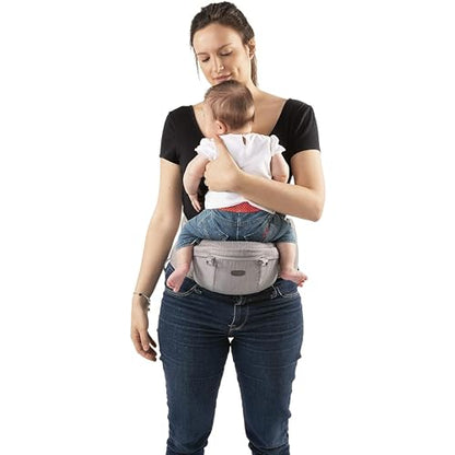 Chicco Hip Seat Carrier Marsupio Neonati Ergonomico da 0 Mesi a 15 kg, Porta Bebè 3in1 Multifunzione con Base Rigida Staccabile, Spallacci Imbottiti e Cappuccio Protettivo, 8 Posizioni - Beige